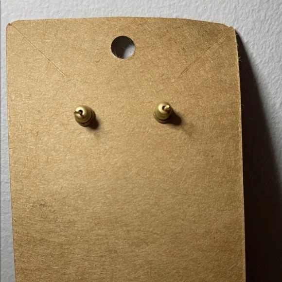 Goldtone Matte Double G Earrings - Picture 2 of 2